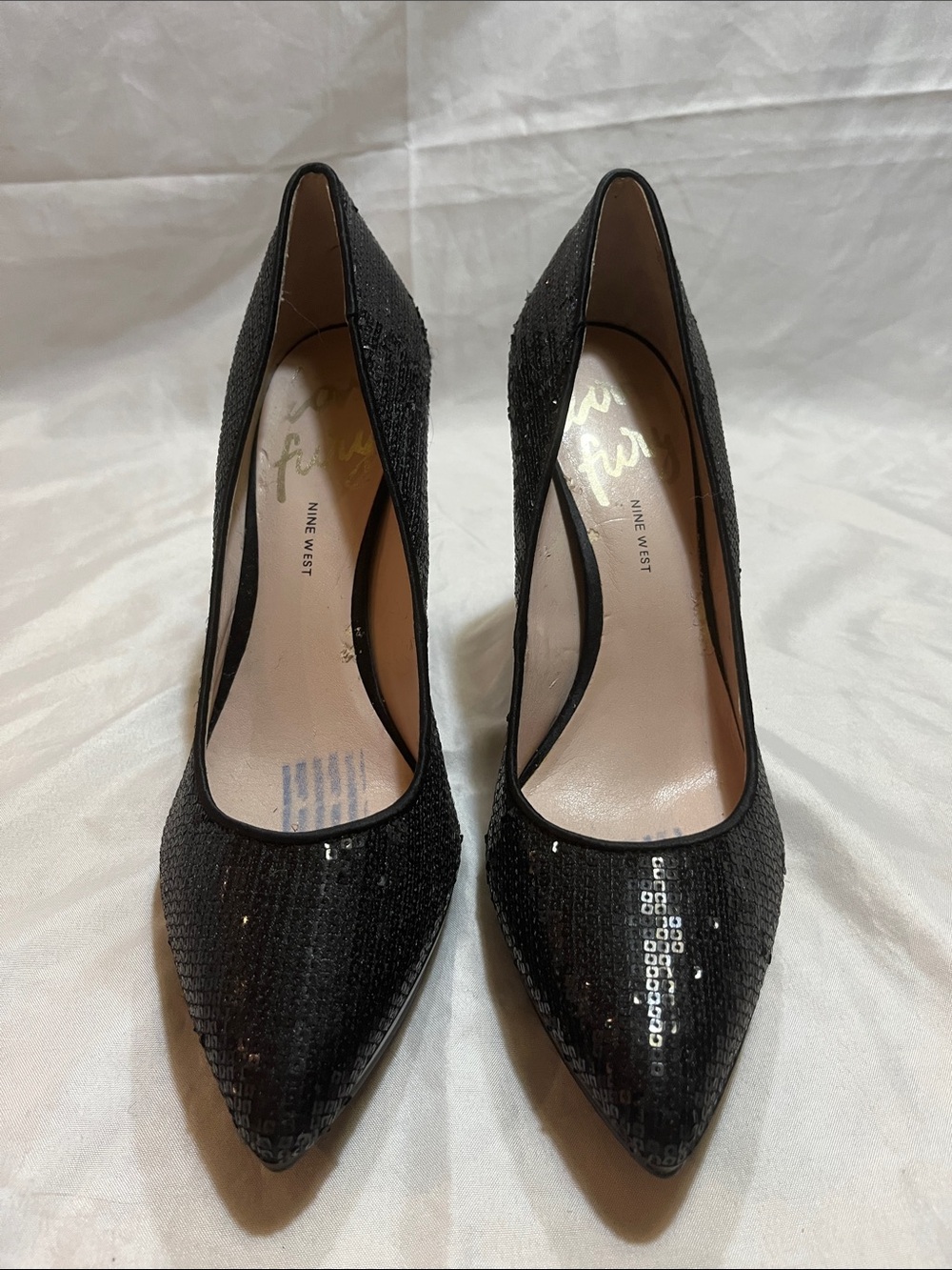 Nine West Black Sequin Pointed Toe Pumps